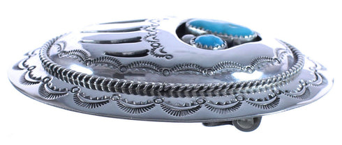 Sterling Silver Turquoise Navajo Bear Paw Belt Buckle BX120361