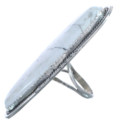 Native American Hand Crafted Howlite Sterling Silver Ring Size 6-1/4 BX120186