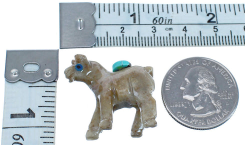 Brown Agate Hand Crafted Fetish Horse Navajo Turquoise Figurine BX120196