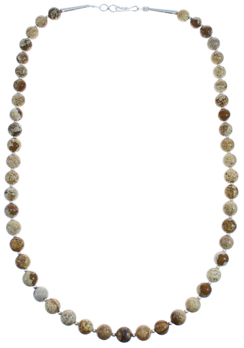 Southwest Authentic Sterling Silver Picture Rock Bead Necklace BX120616