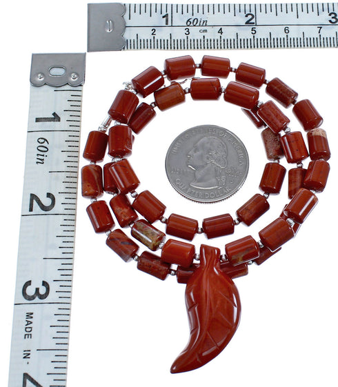 Southwestern Jasper Authentic Sterling Silver Bead Leaf Pedant Necklace BX120626