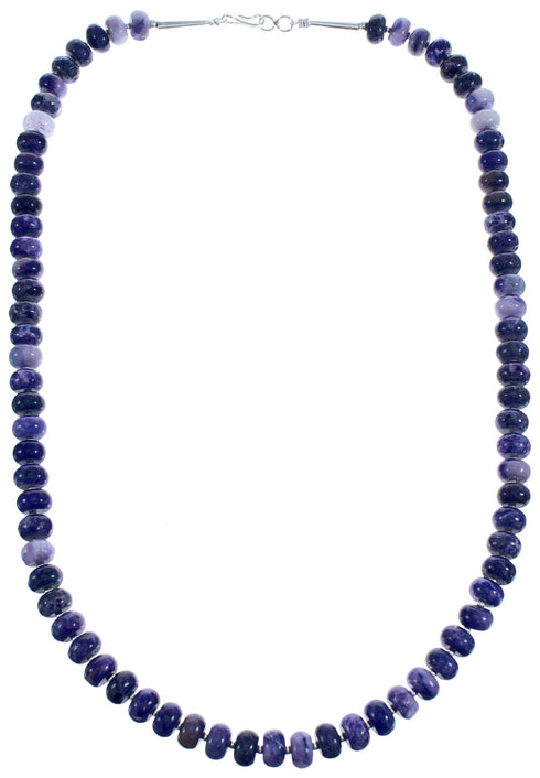Charoite Sterling Silver Rondelle Bead Necklace BX120613