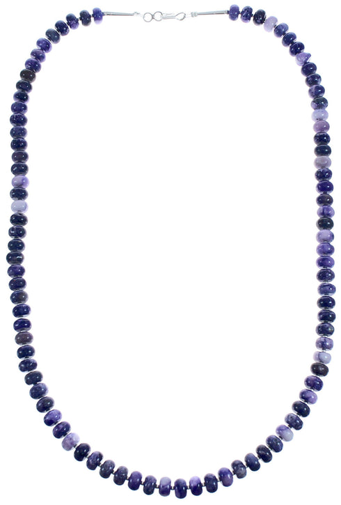 Purple Charoite Southwestern Sterling Silver Rondelle Bead Necklace BX120614