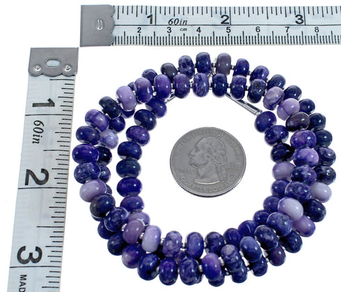Purple Charoite Southwestern Sterling Silver Rondelle Bead Necklace BX120614