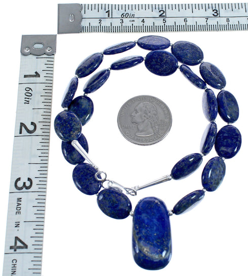 Lapis And Sterling Silver Authentic Bead Necklace BX120627