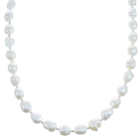 Genuine Sterling Silver Fresh Water Pearl Bead Southwest Necklace BX120637