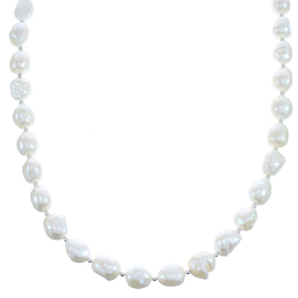 Genuine Sterling Silver Fresh Water Pearl Bead Southwest Necklace BX120637