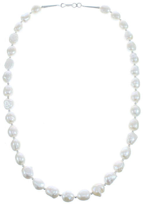 Genuine Sterling Silver Fresh Water Pearl Bead Southwest Necklace BX120637