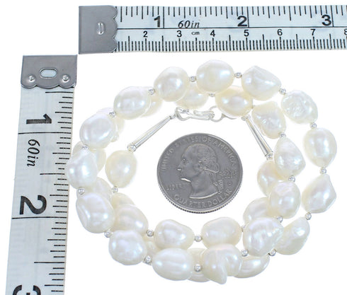 Genuine Sterling Silver Fresh Water Pearl Bead Southwest Necklace BX120637
