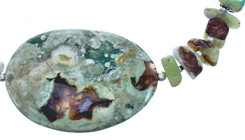 Authentic Sterling Silver Green Agate Bead Necklace BX120646