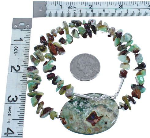 Authentic Sterling Silver Green Agate Bead Necklace BX120646