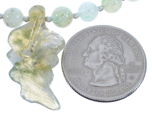 New Jade Leaf Sterling Silver Southwest Bead Necklace BX120652