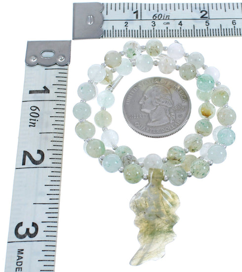 New Jade Leaf Sterling Silver Southwest Bead Necklace BX120652