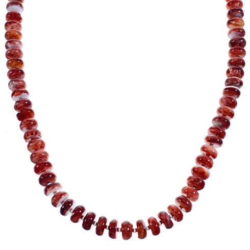 Sterling Silver Red Oyster Shell Bead Necklace BX120527