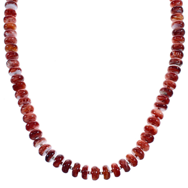 Sterling Silver Red Oyster Shell Bead Necklace BX120527