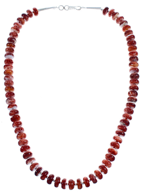 Sterling Silver Red Oyster Shell Bead Necklace BX120527