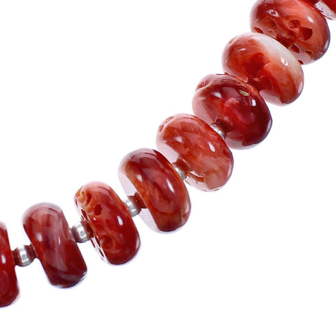 Sterling Silver Red Oyster Shell Bead Necklace BX120527