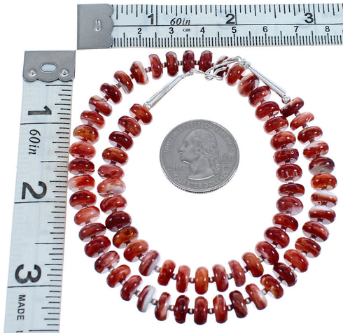 Sterling Silver Red Oyster Shell Bead Necklace BX120527