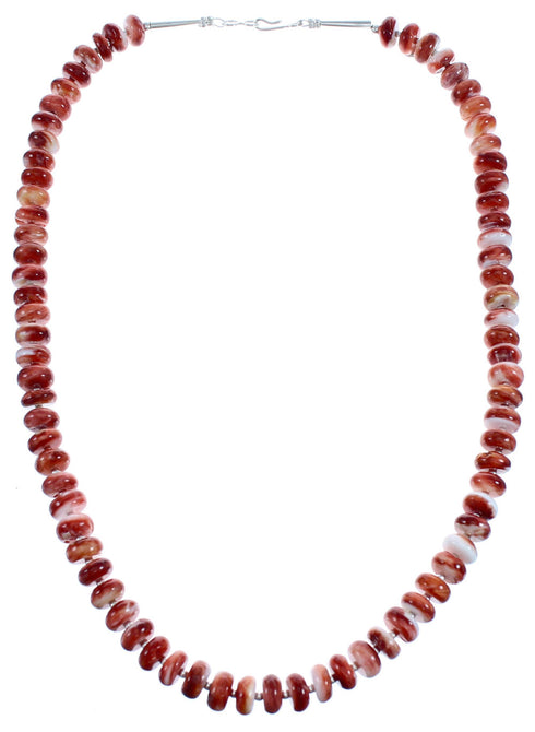 Sterling Silver Red Oyster Shell Southwest Bead Necklace BX120528