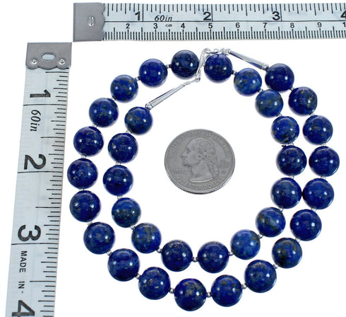 Sterling Silver Natural Lapis Southwest Bead Necklace BX120532
