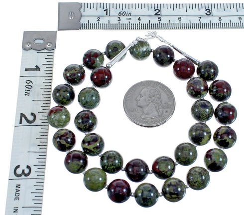 Southwest Sterling Silver Dragon Blood Agate Bead Necklace BX120535