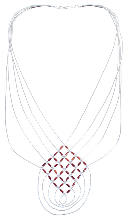 Hand Strung Liquid Sterling Silver And Oyster Shell Basket Weave Necklace LS46RO