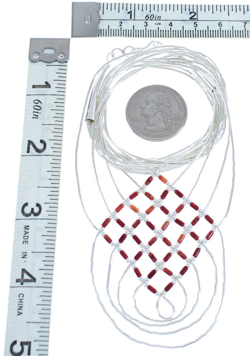 Hand Strung Liquid Sterling Silver And Oyster Shell Basket Weave Necklace LS46RO