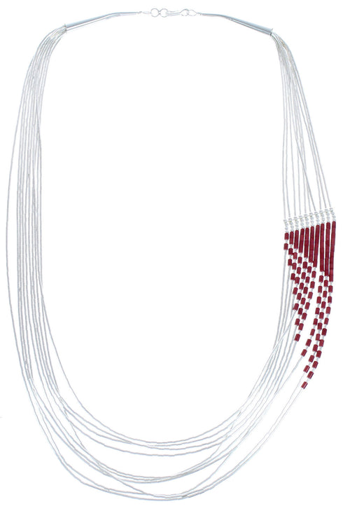 Hand Strung Liquid Silver Coral Waterfall Necklace LS147C