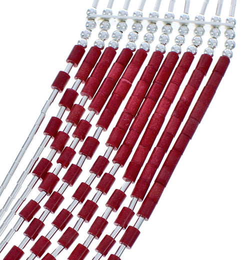 Hand Strung Liquid Silver Coral Waterfall Necklace LS147C