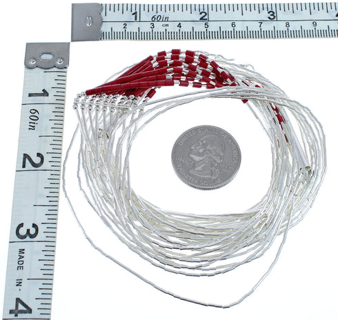 Hand Strung Liquid Silver Coral Waterfall Necklace LS147C