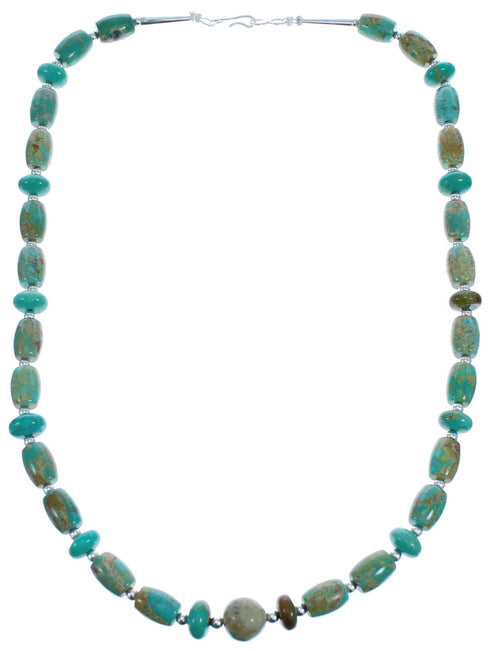 Genuine Sterling Silver Southwestern Kingman Turquoise Beaded Necklace BX120251
