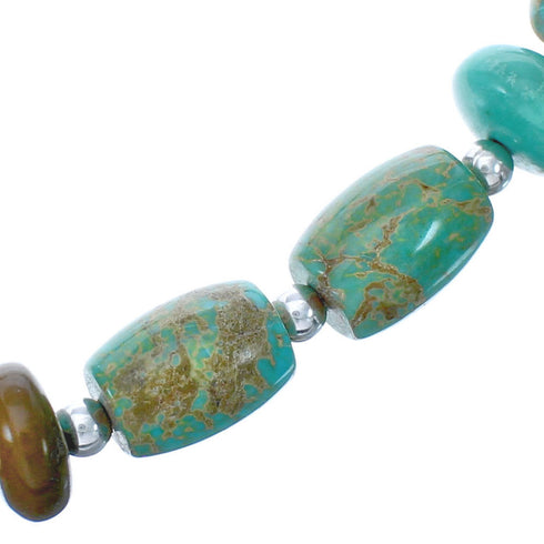 Genuine Sterling Silver Southwestern Kingman Turquoise Beaded Necklace BX120251