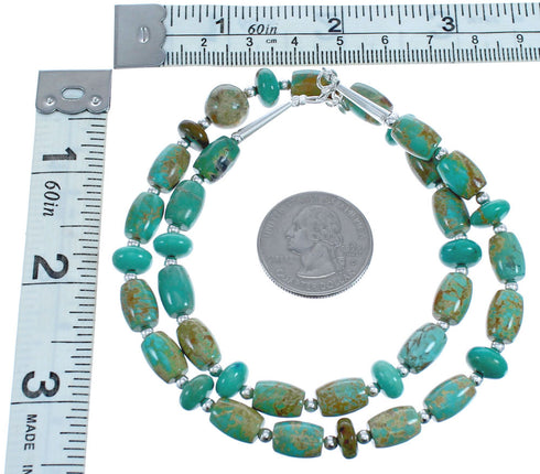 Genuine Sterling Silver Southwestern Kingman Turquoise Beaded Necklace BX120251