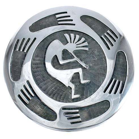 Hopi Authentic Sterling Silver Kokopelli Overlay Pin BX120265