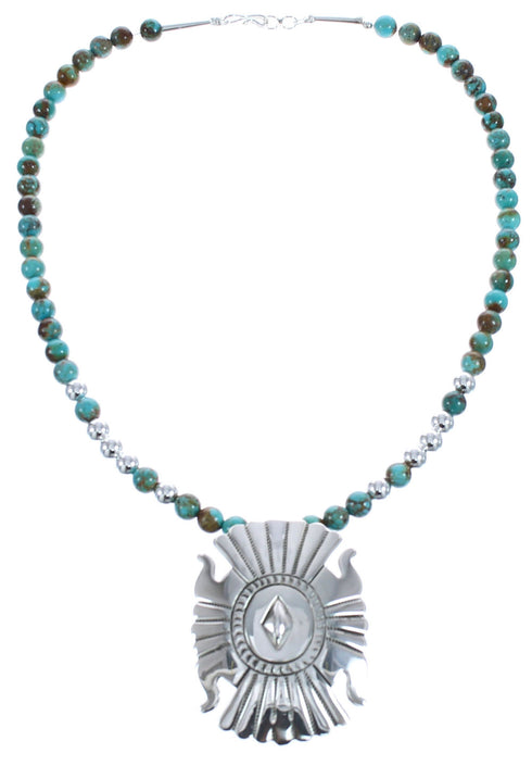 Sterling Silver Turquoise Native American Bead Necklace BX120295