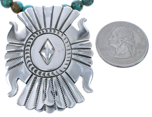 Sterling Silver Turquoise Native American Bead Necklace BX120295