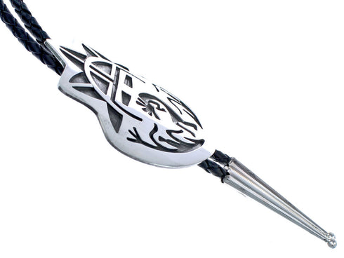 Authentic Sterling Silver Kokopelli Sunface Hopi Bolo Tie BX120293