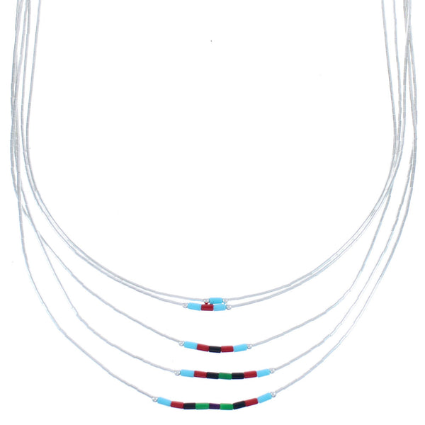 Liquid Sterling Silver Multicolor 5-Strand Bead Necklace BX120512