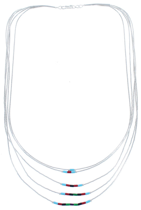 Liquid Sterling Silver Multicolor 5-Strand Bead Necklace BX120512
