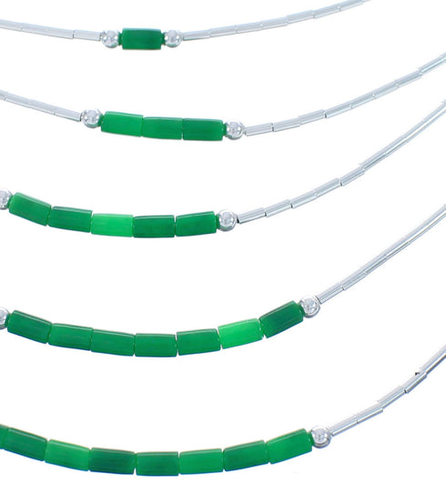 Hand Strung Liquid Silver Malachite 5-Strand Necklace BX120513
