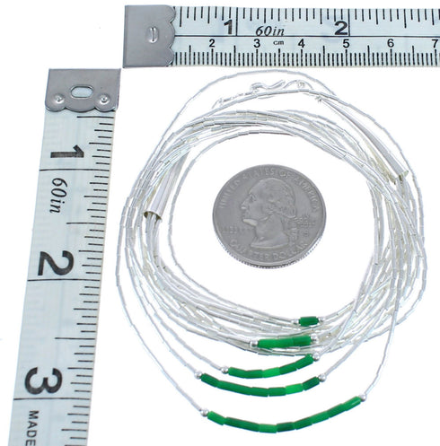 Hand Strung Liquid Silver Malachite 5-Strand Necklace BX120513