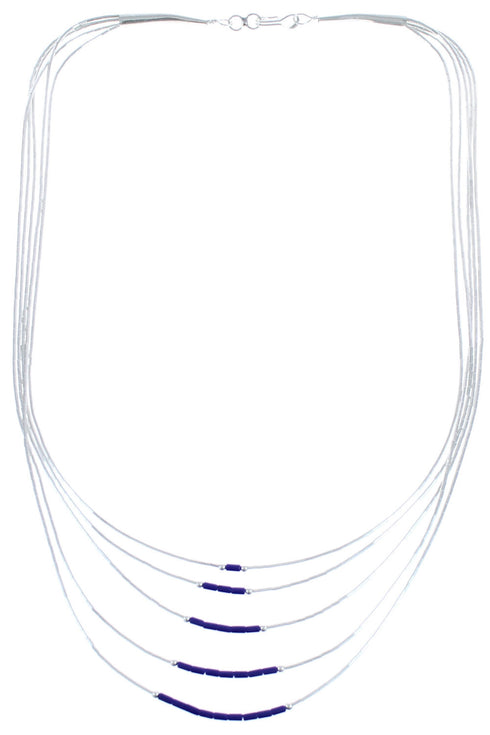 Hand Strung Liquid Silver Lapis 5-Strand Necklace BX120514