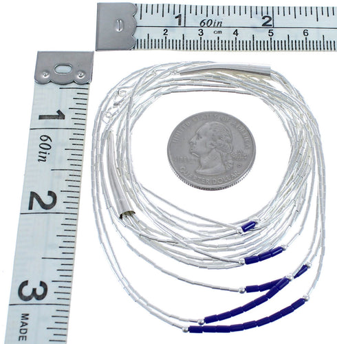 Hand Strung Liquid Silver Lapis 5-Strand Necklace BX120514