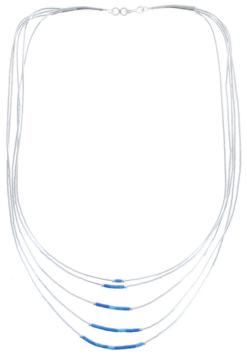 Hand Strung Liquid Silver Azurite 5-Strand Necklace BX120515