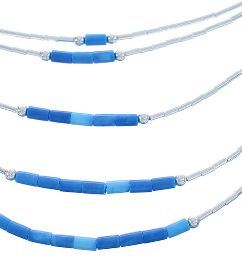 Hand Strung Liquid Silver Azurite 5-Strand Necklace BX120515