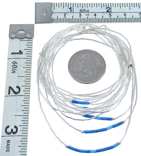 Hand Strung Liquid Silver Azurite 5-Strand Necklace BX120515