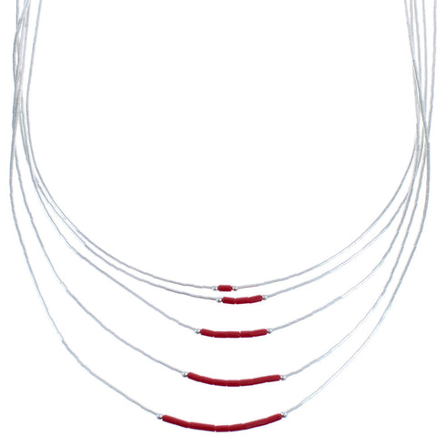 Liquid Sterling Silver Coral 5-Strand Bead Necklace BX120516