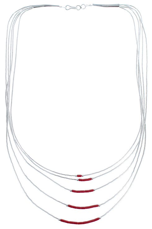 Liquid Sterling Silver Coral 5-Strand Bead Necklace BX120516