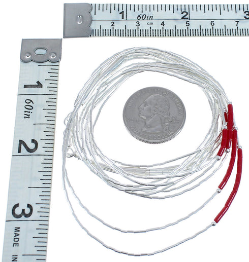 Liquid Sterling Silver Coral 5-Strand Bead Necklace BX120516