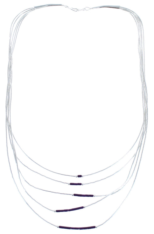 Liquid Sterling Silver Sugilite 5-Strand Bead Necklace BX120517